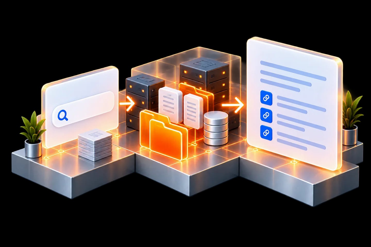Your question; Source permissions; Retrieve context; Answer with references.