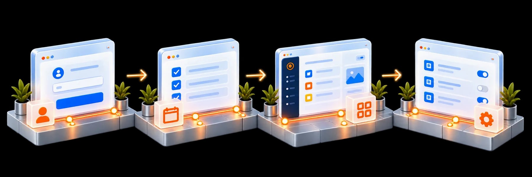 Workflow: Sign up; Set up a workspace; Use the core feature; Manage a subscription.